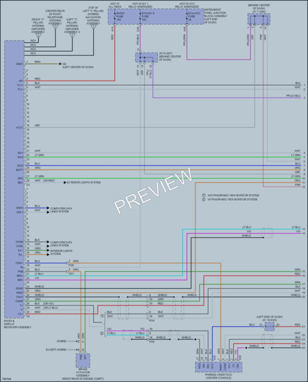 2021 Toyota AvalonHybrid Radio wiring diagram preview