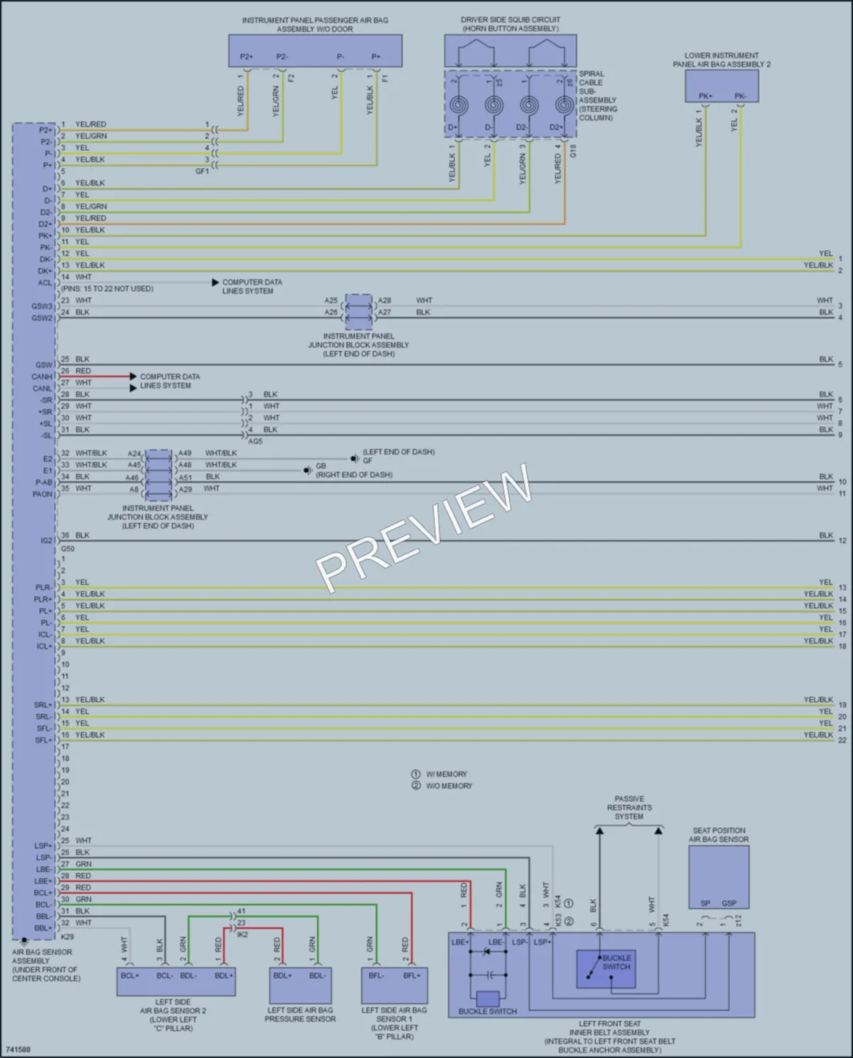 2021 Toyota AvalonHybrid Supplemental Restraints wiring diagram preview