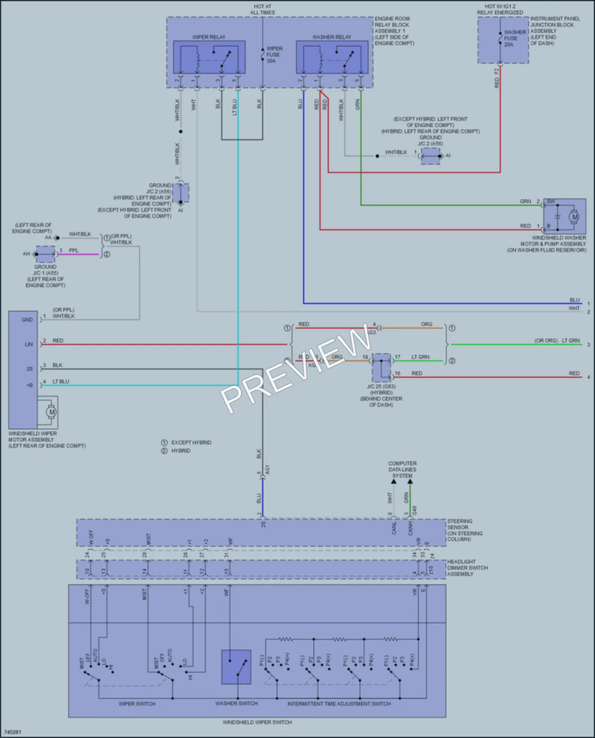 2021 Toyota AvalonHybrid Wiper Washer wiring diagram preview