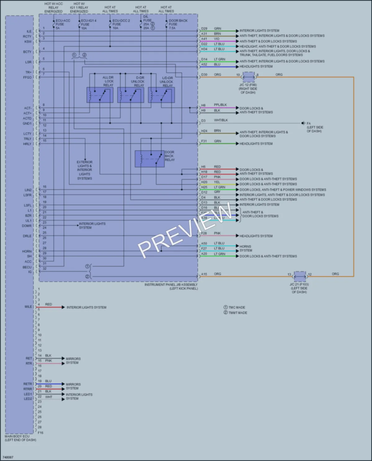 2021 Toyota CHR Body Control Modules wiring diagram preview