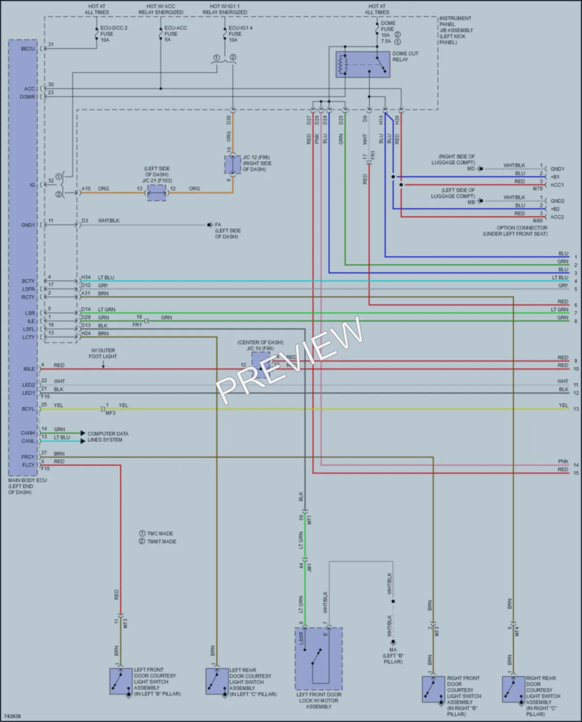 2021 Toyota CHR Interior Lights wiring diagram preview