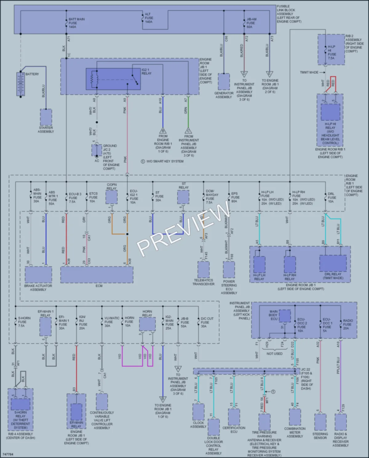 2021 Toyota CHR Power Distribution wiring diagram preview