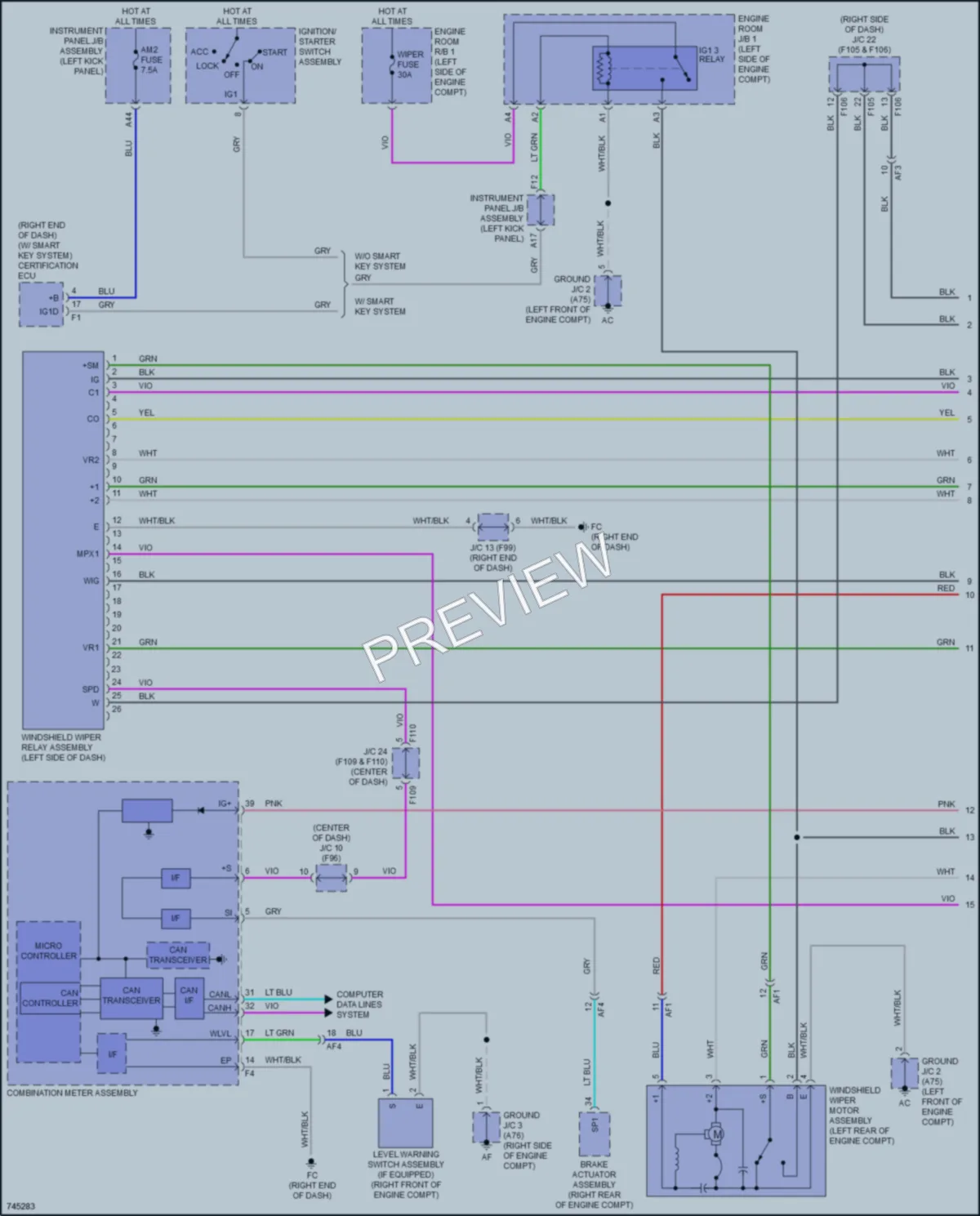2021 Toyota CHR Wiper Washer wiring diagram preview