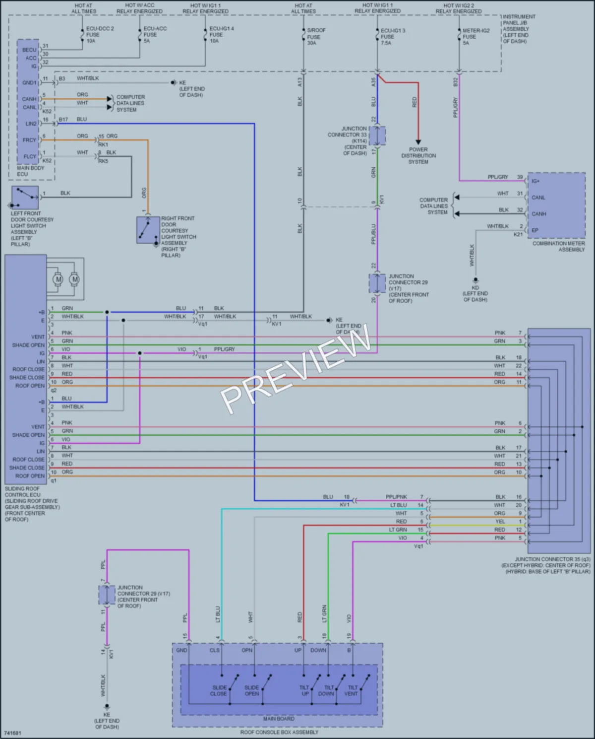 2021 Toyota Camry Power Top Sunroof wiring diagram preview