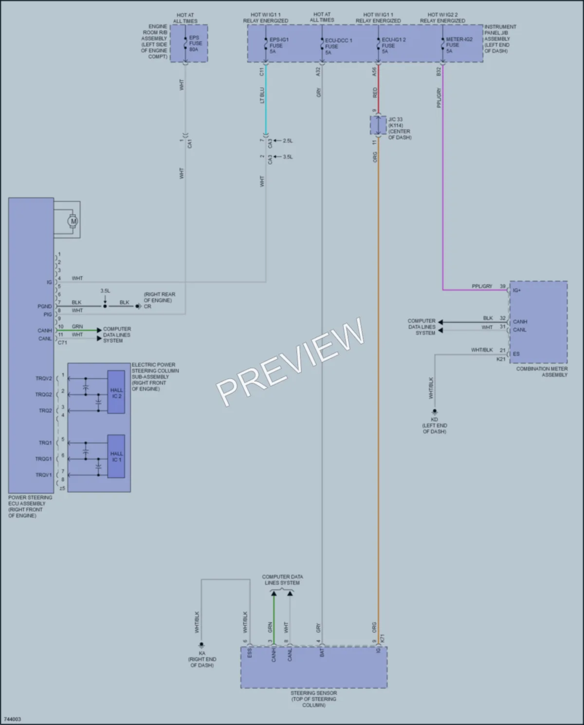 2021 Toyota CamryHybrid Electronic Power Steering wiring diagram preview