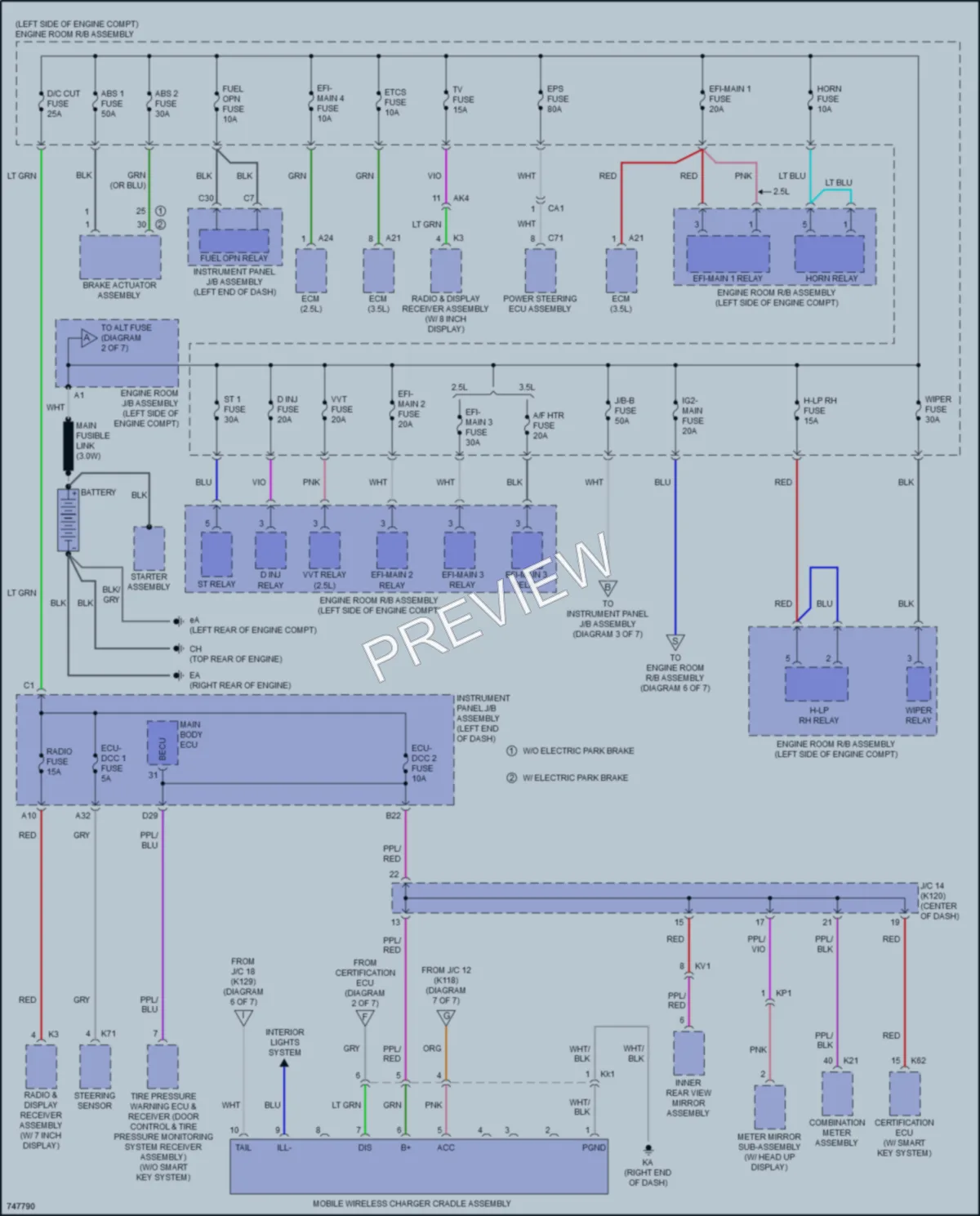 2021 Toyota CamryHybrid Power Distribution wiring diagram preview