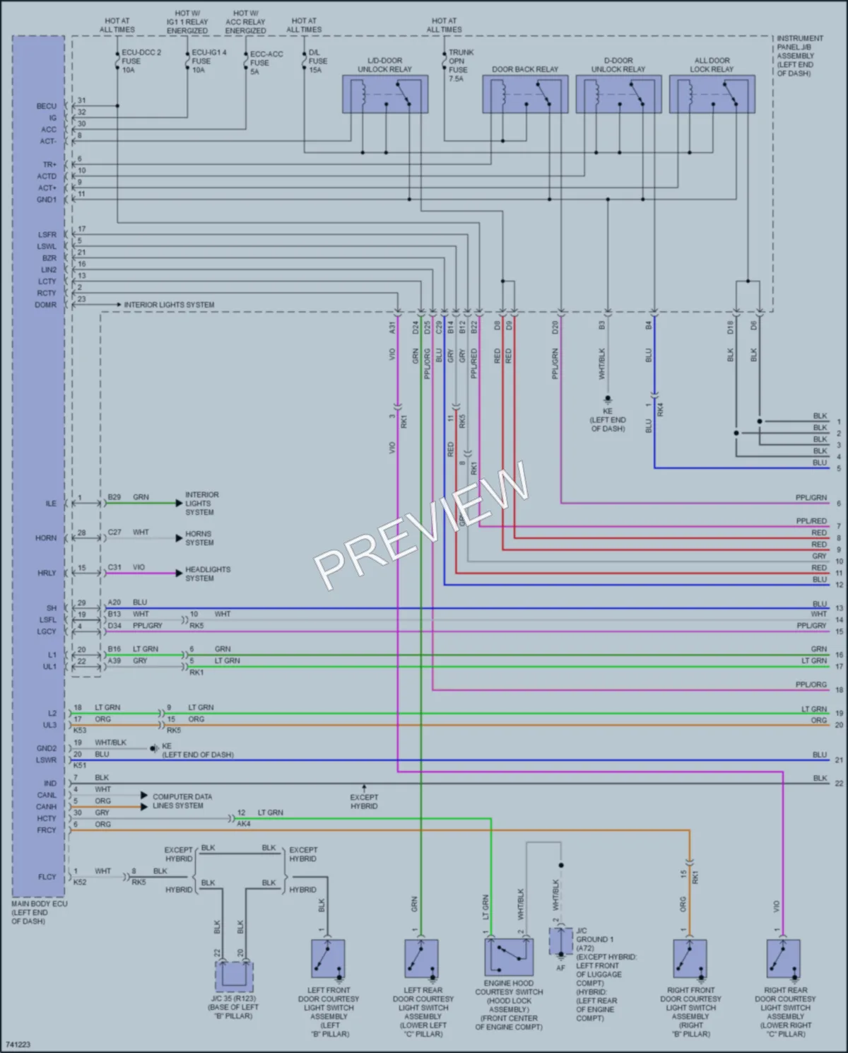 2021 Toyota CamryHybrid Power Door Locks wiring diagram preview