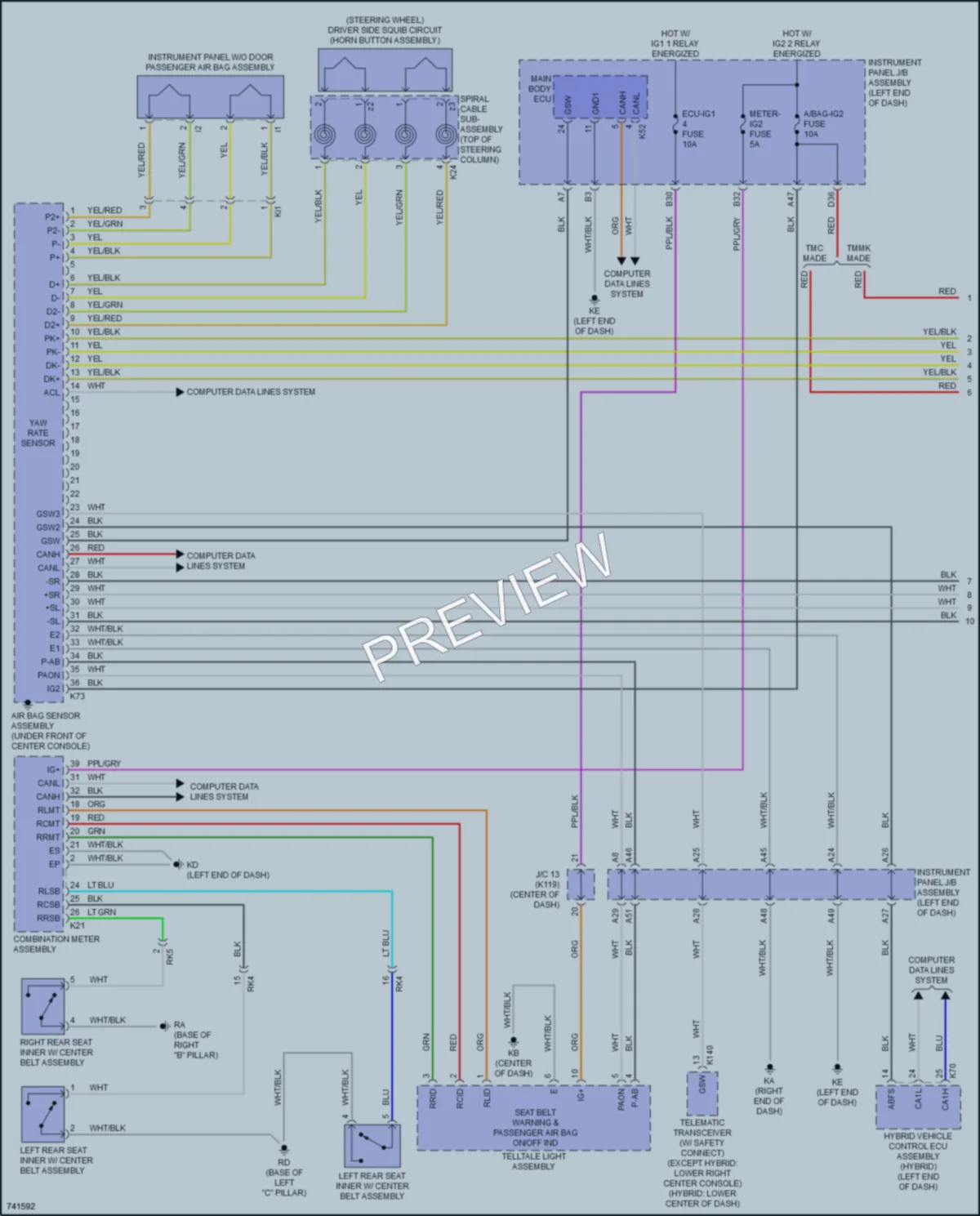 2021 Toyota CamryHybrid Supplemental Restraints wiring diagram preview