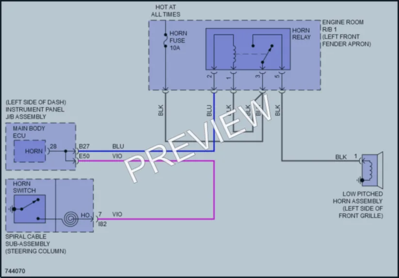 2021 Toyota Corolla Horn wiring diagram preview