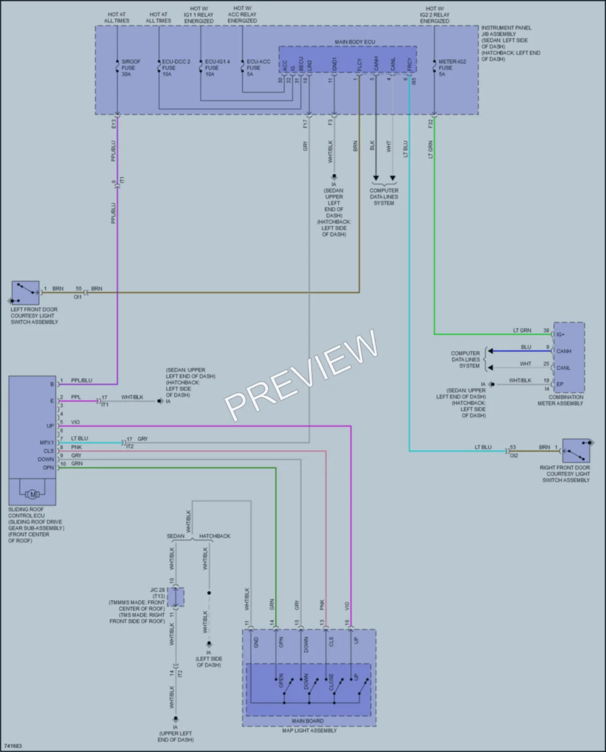 2021 Toyota Corolla Power Top Sunroof wiring diagram preview