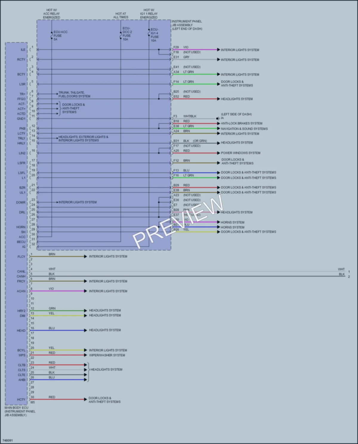 2021 Toyota CorollaHybrid Body Control Modules wiring diagram preview