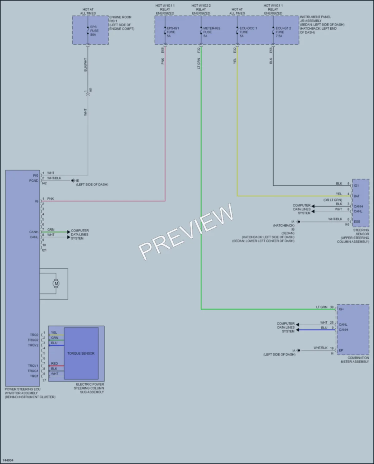 2021 Toyota CorollaHybrid Electronic Power Steering wiring diagram preview