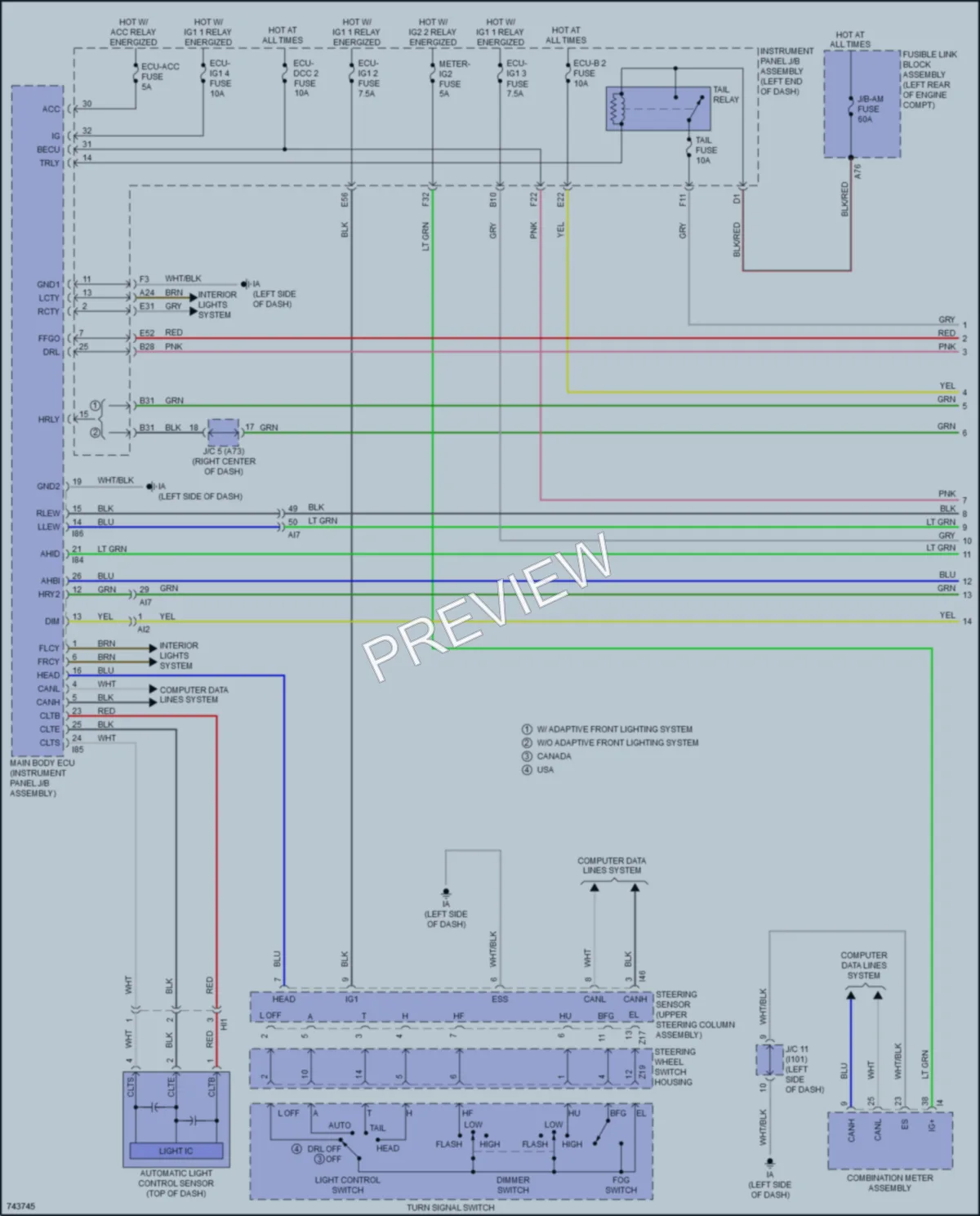 2021 Toyota CorollaHybrid Headlights wiring diagram preview