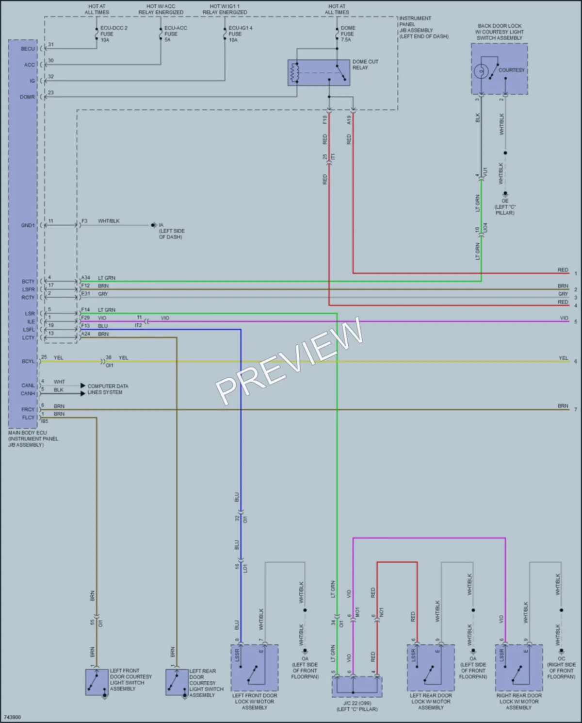 2021 Toyota CorollaHybrid Interior Lights wiring diagram preview