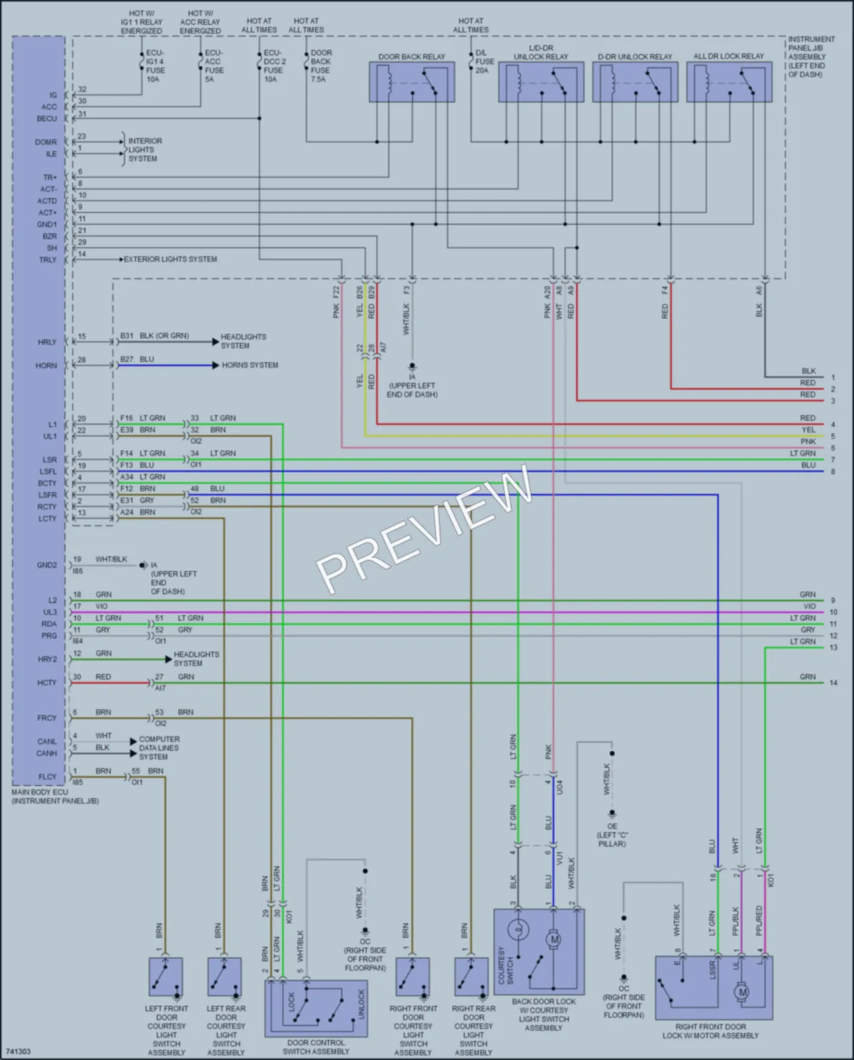 2021 Toyota CorollaHybrid Power Door Locks wiring diagram preview