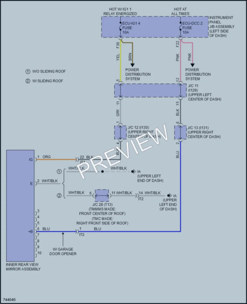 2021 Toyota CorollaHybrid Power Mirrors wiring diagram preview