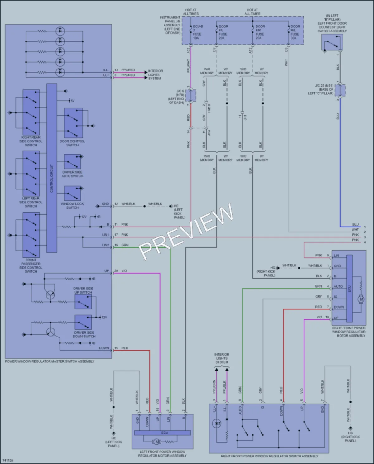 2021 Toyota Highlander Power Windows wiring diagram preview