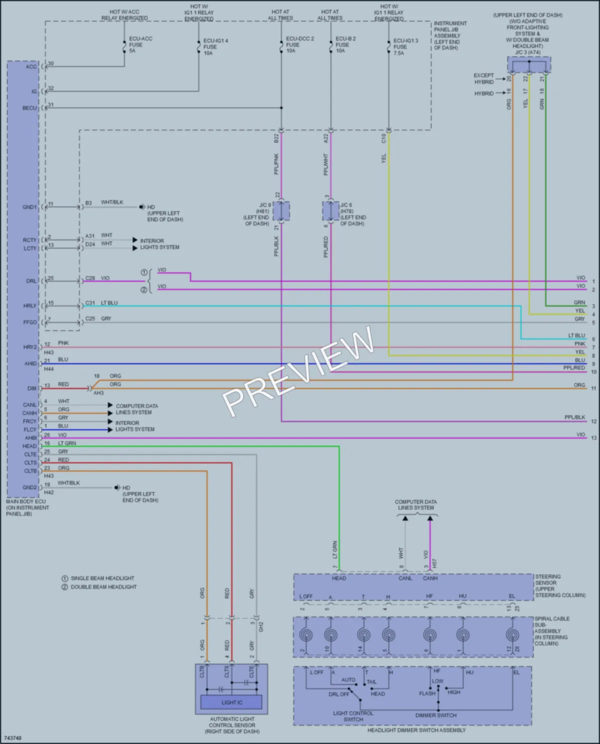 2021 Toyota HighlanderHybrid Headlights wiring diagram preview