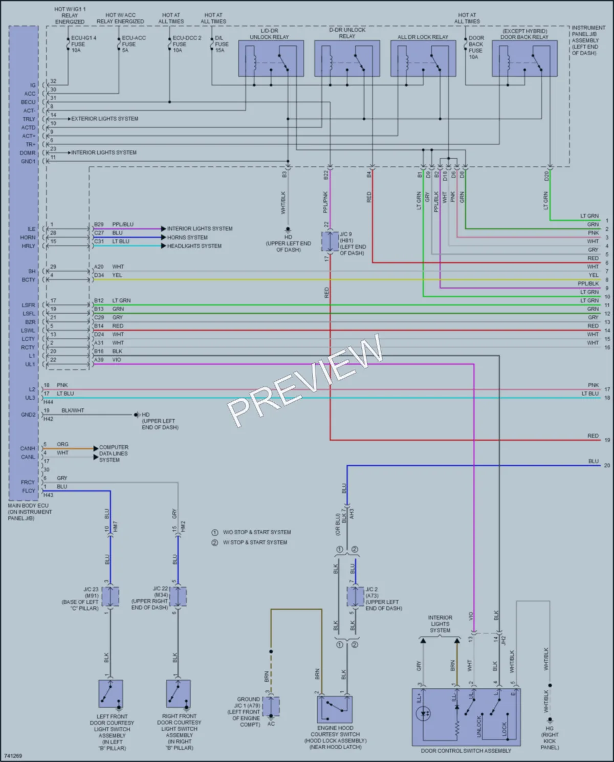 2021 Toyota HighlanderHybrid Power Door Locks wiring diagram preview