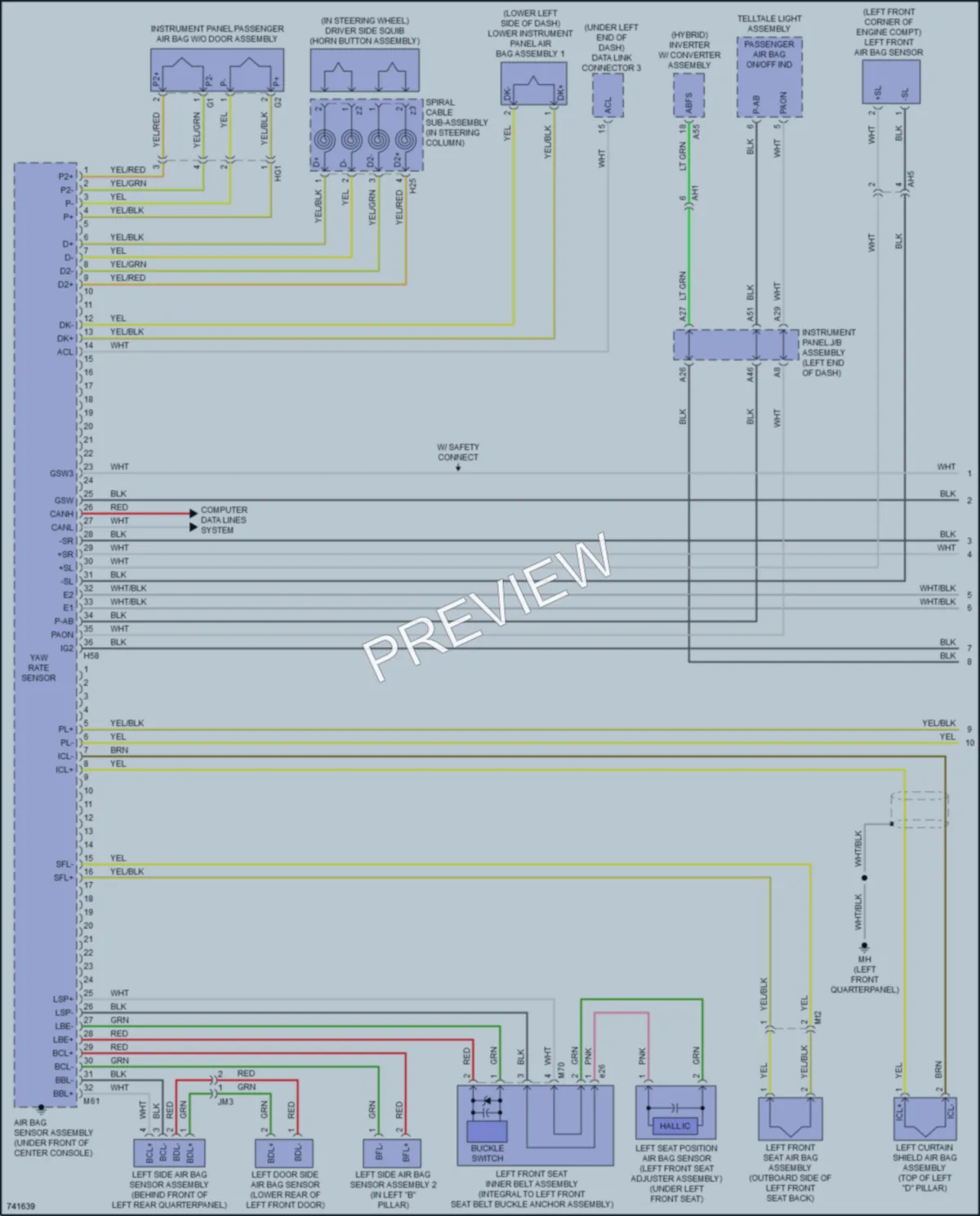 2021 Toyota HighlanderHybrid Supplemental Restraints wiring diagram preview