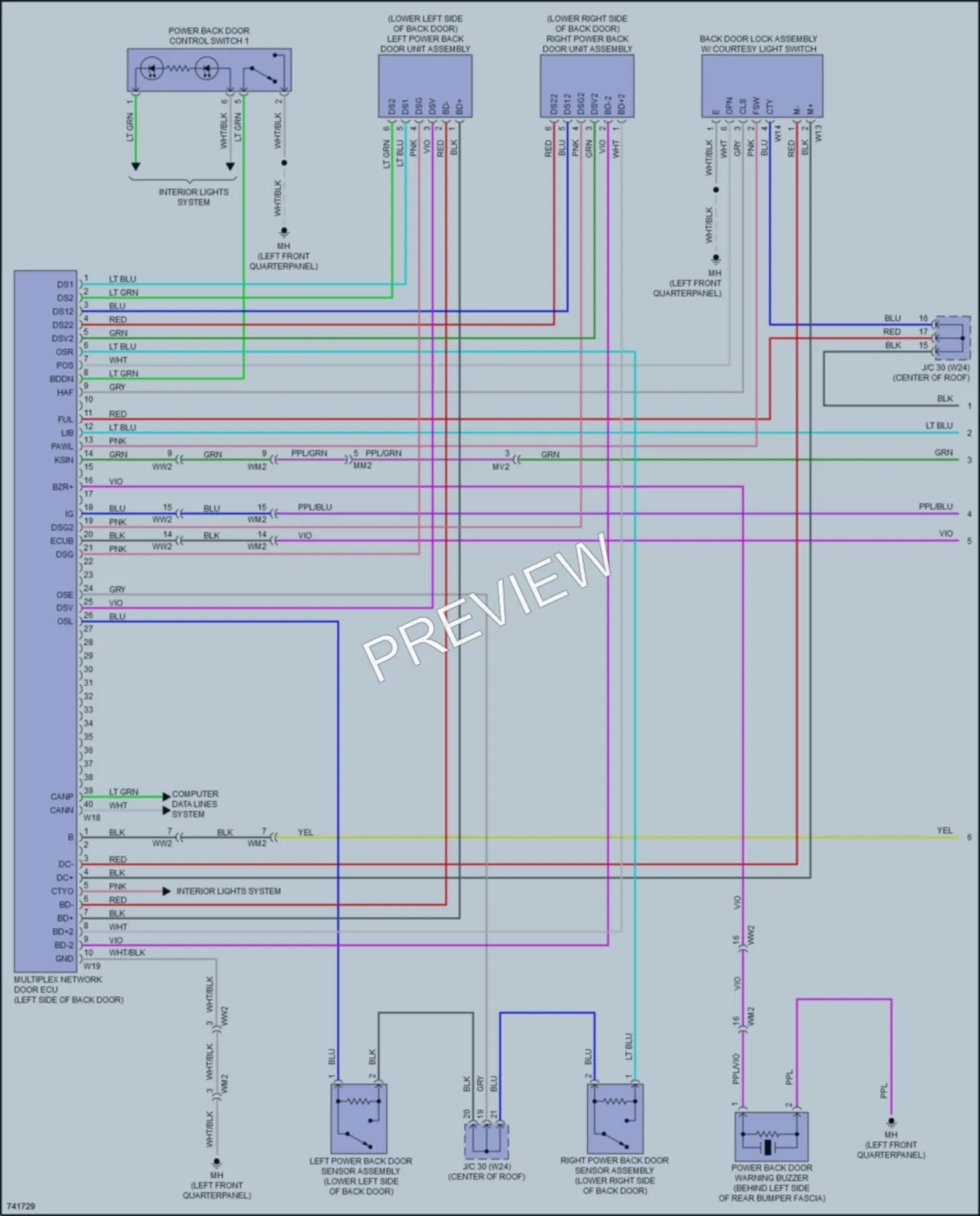 2021 Toyota HighlanderHybrid Trunk Tailgate Fuel Door wiring diagram preview