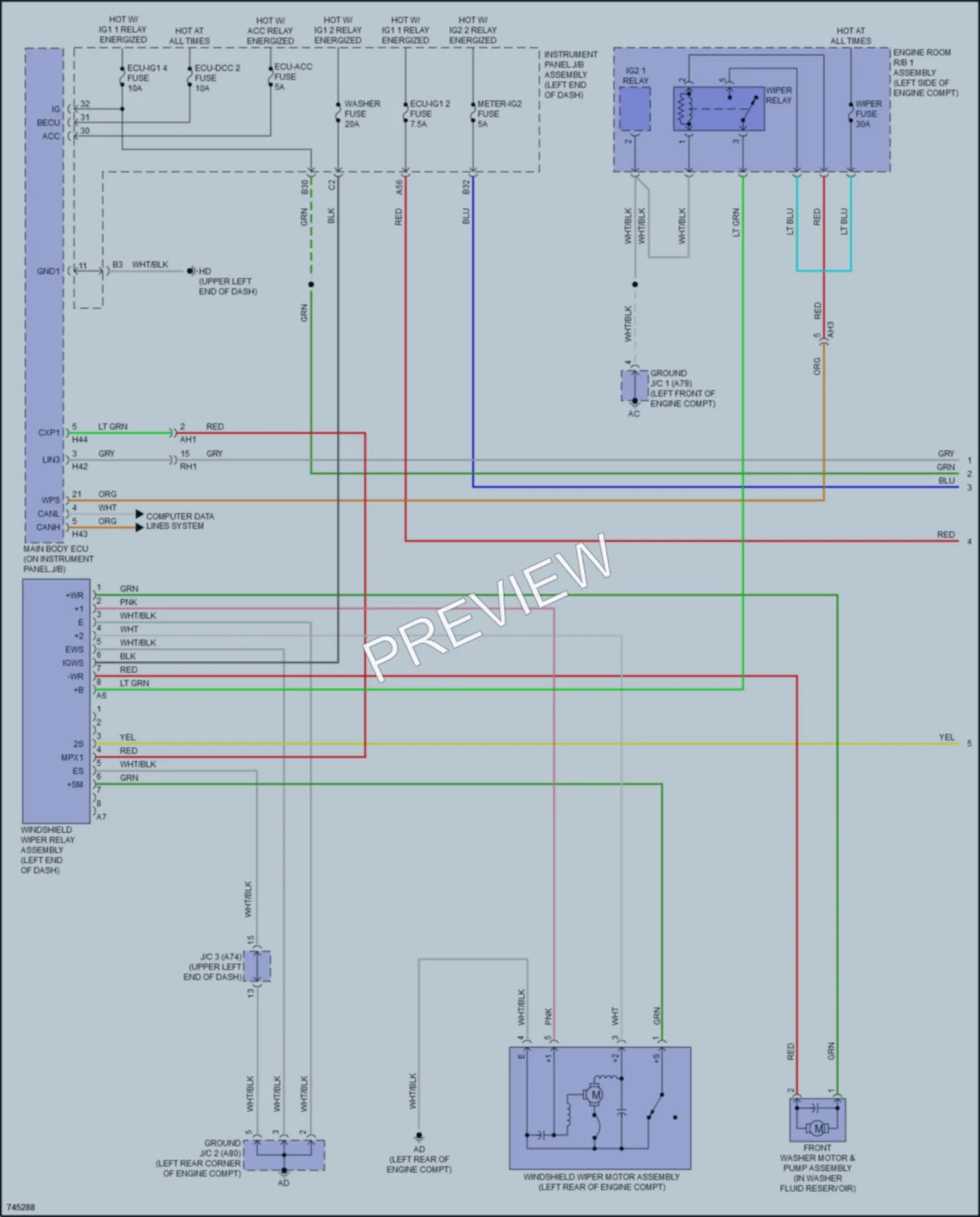 2021 Toyota HighlanderHybrid Wiper Washer wiring diagram preview