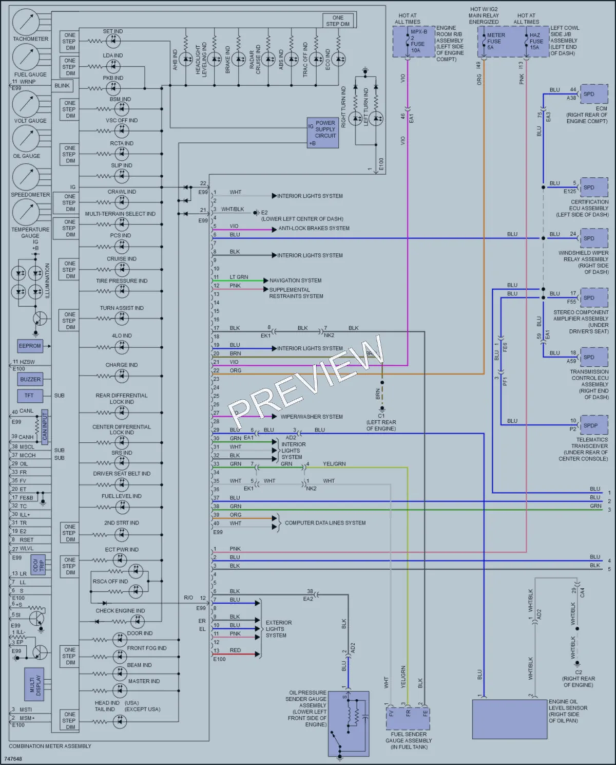 2021 Toyota LandCruiser Instrument Cluster wiring diagram preview