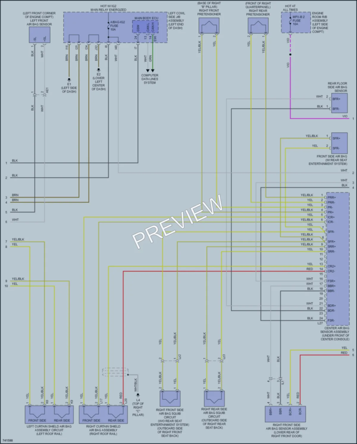 2021 Toyota LandCruiser Supplemental Restraints wiring diagram preview