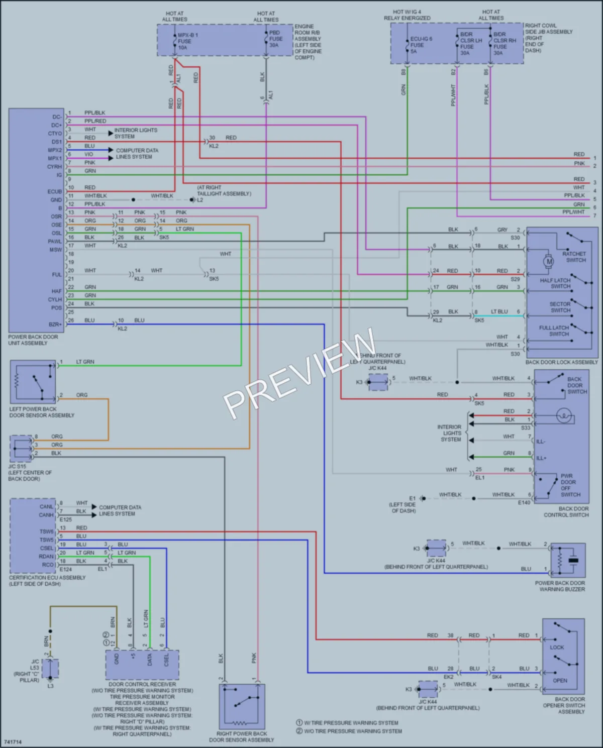 2021 Toyota LandCruiser Trunk Tailgate Fuel Door wiring diagram preview