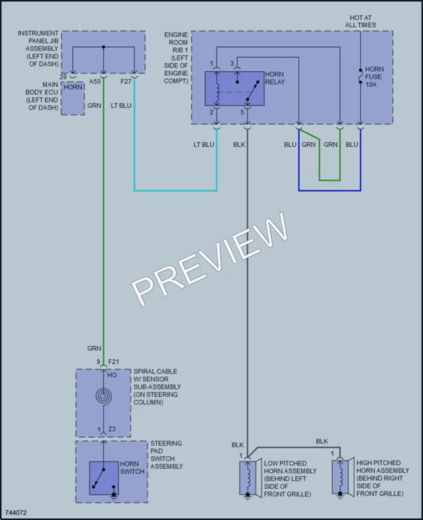2021 Toyota Fwd Horn wiring diagram preview