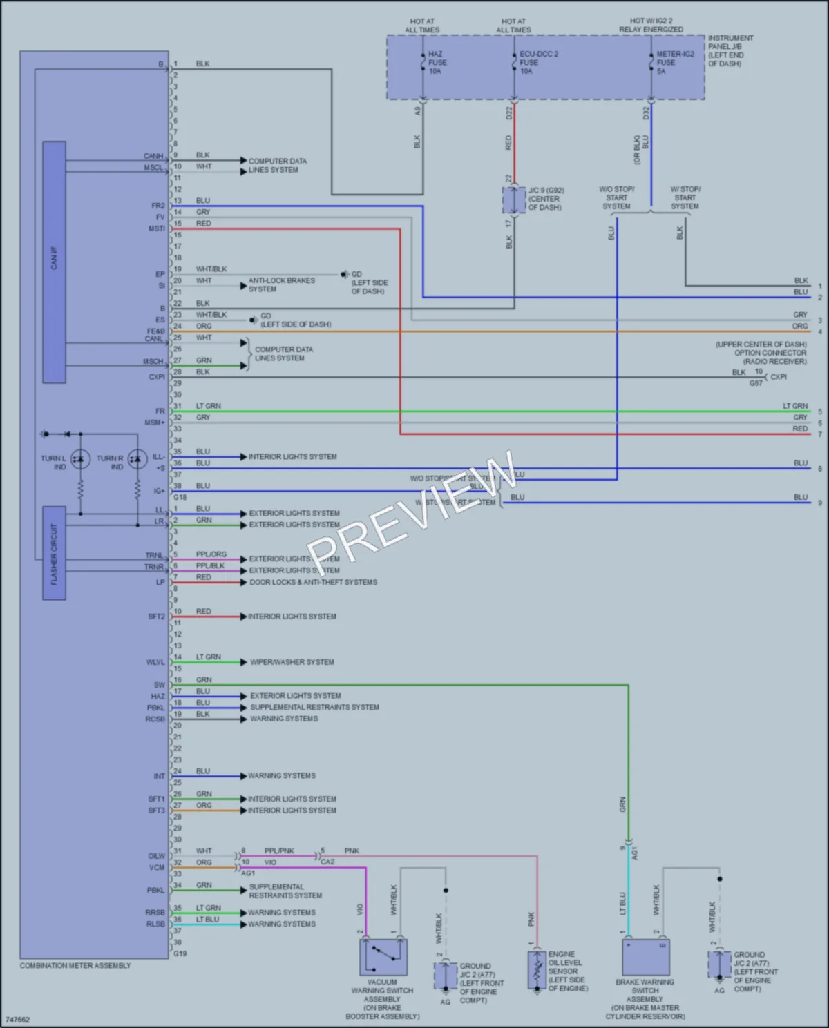 2021 Toyota RAV4 Instrument Cluster wiring diagram preview
