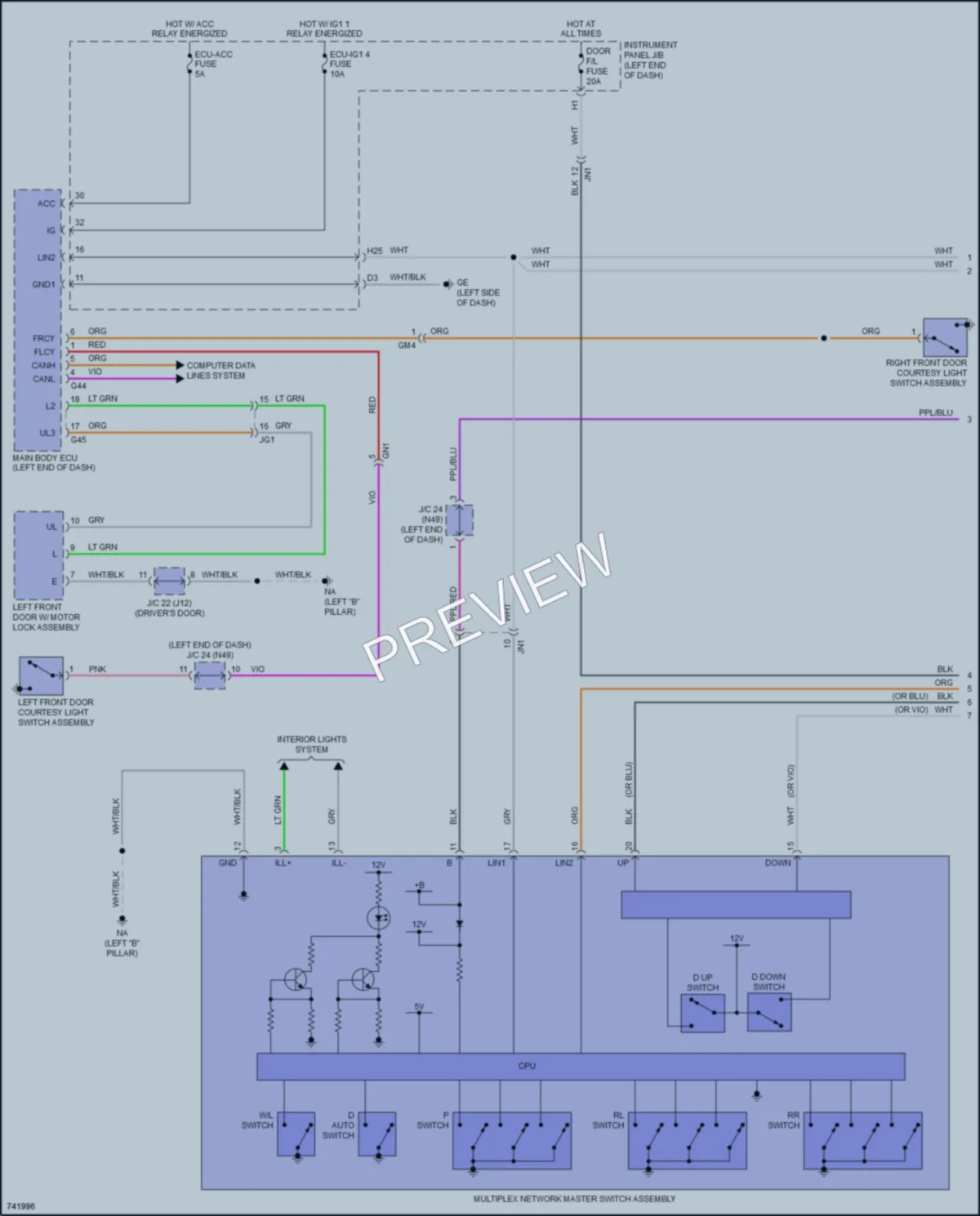 2021 Toyota RAV4Hybrid Power Windows wiring diagram preview