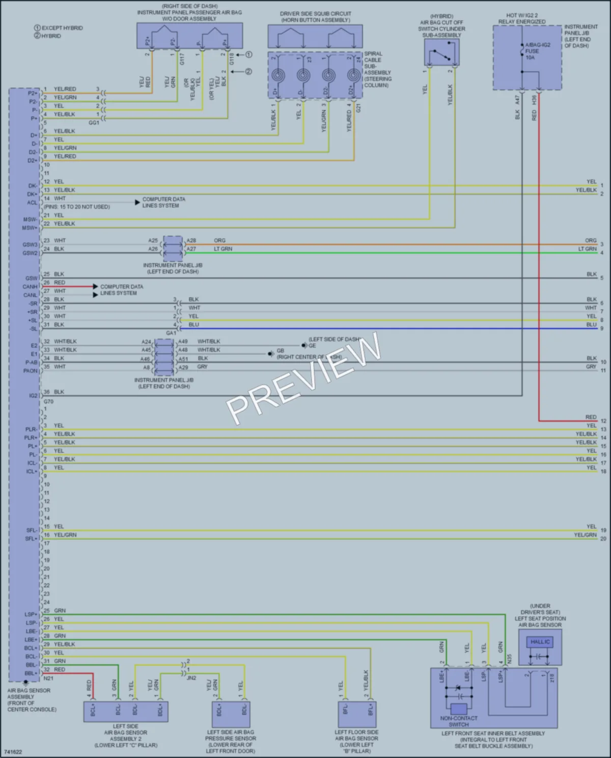 2021 Toyota RAV4Hybrid Supplemental Restraints wiring diagram preview