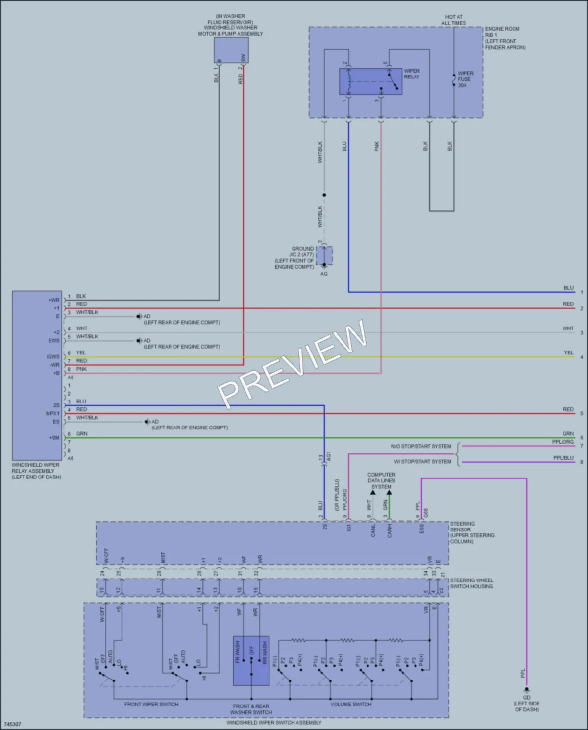 2021 Toyota RAV4Hybrid Wiper Washer wiring diagram preview