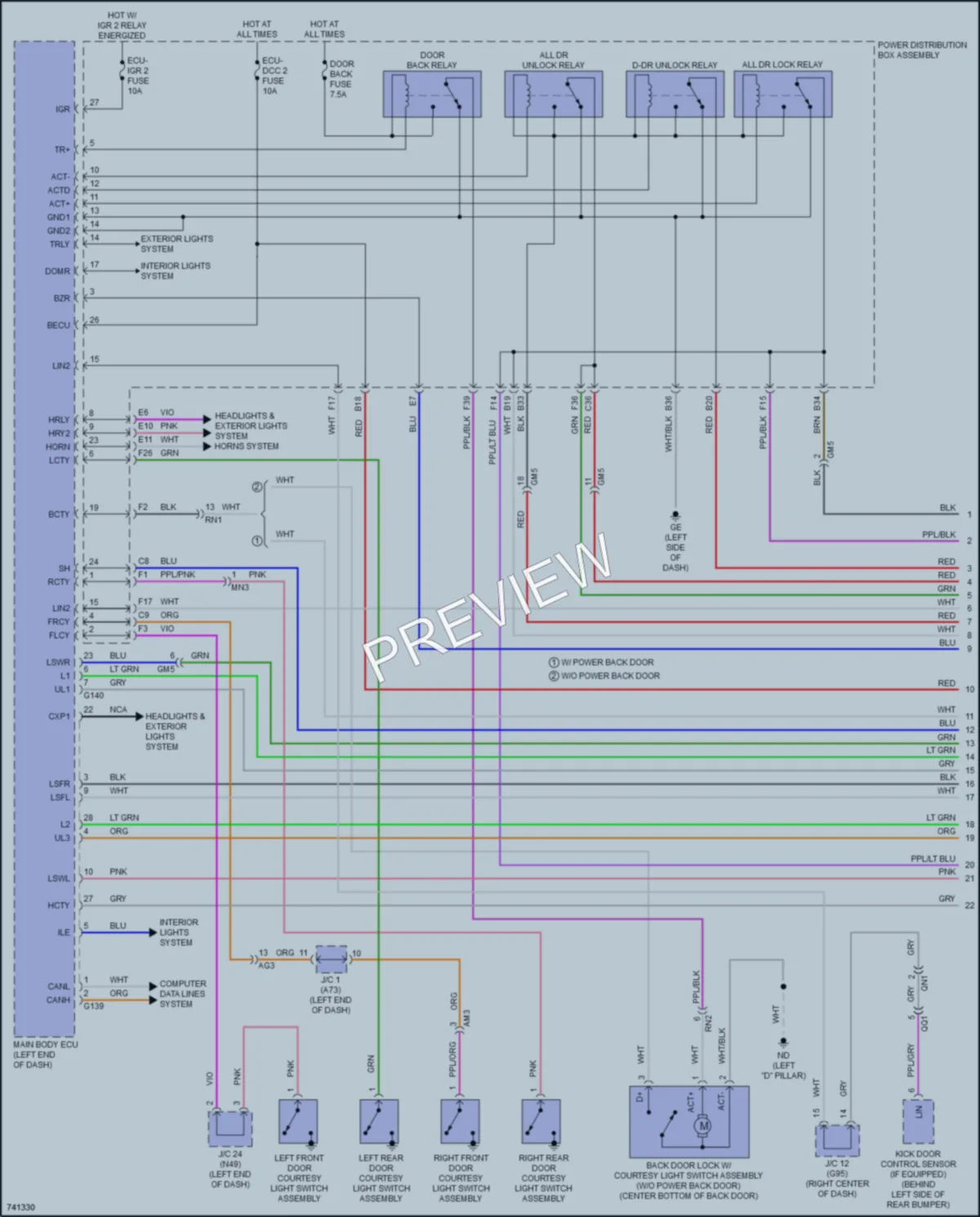 2021 Toyota RAV4Prime Power Door Locks wiring diagram preview