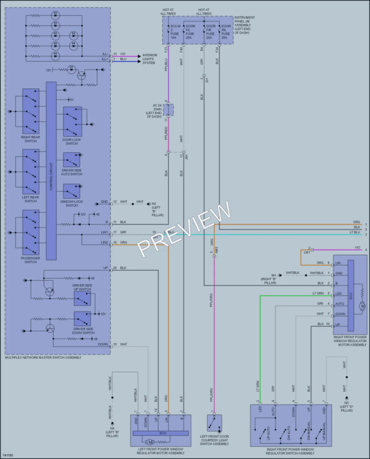 2021 Toyota RAV4Prime Power Windows wiring diagram preview