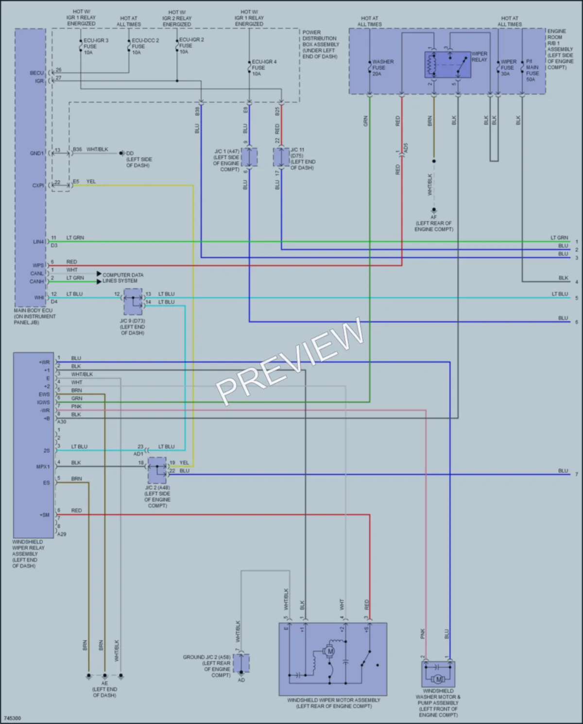 2021 Toyota Sienna Wiper Washer wiring diagram preview