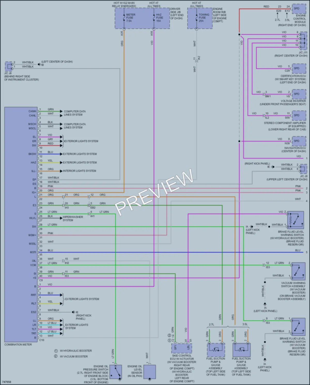 2021 Toyota Tacoma Instrument Cluster wiring diagram preview