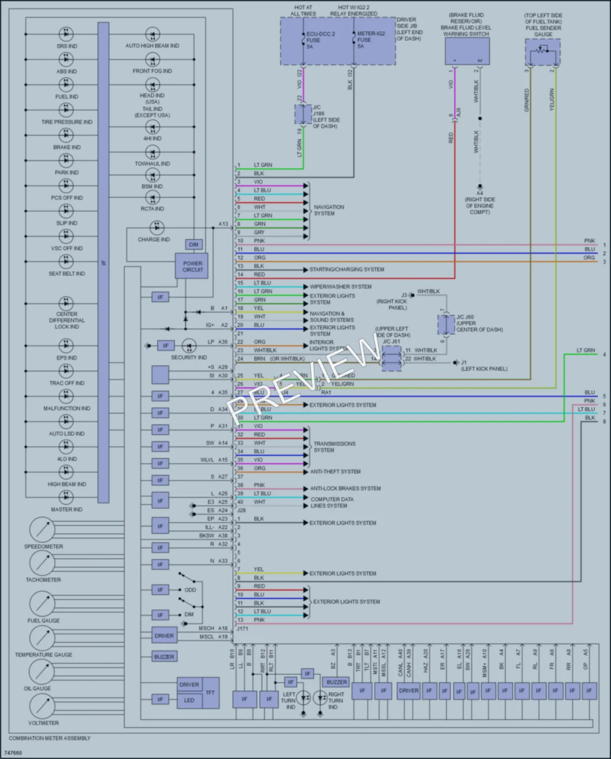 2021 Toyota Tundra Instrument Cluster wiring diagram preview