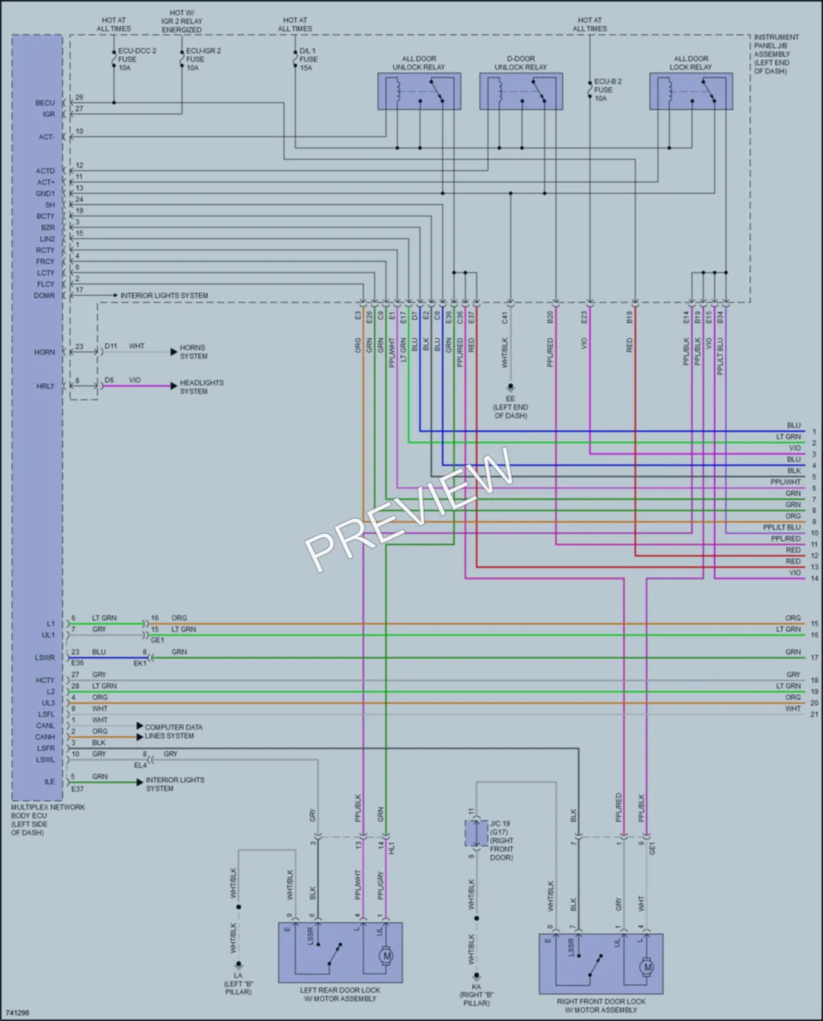 2021 Toyota Venza Power Door Locks wiring diagram preview