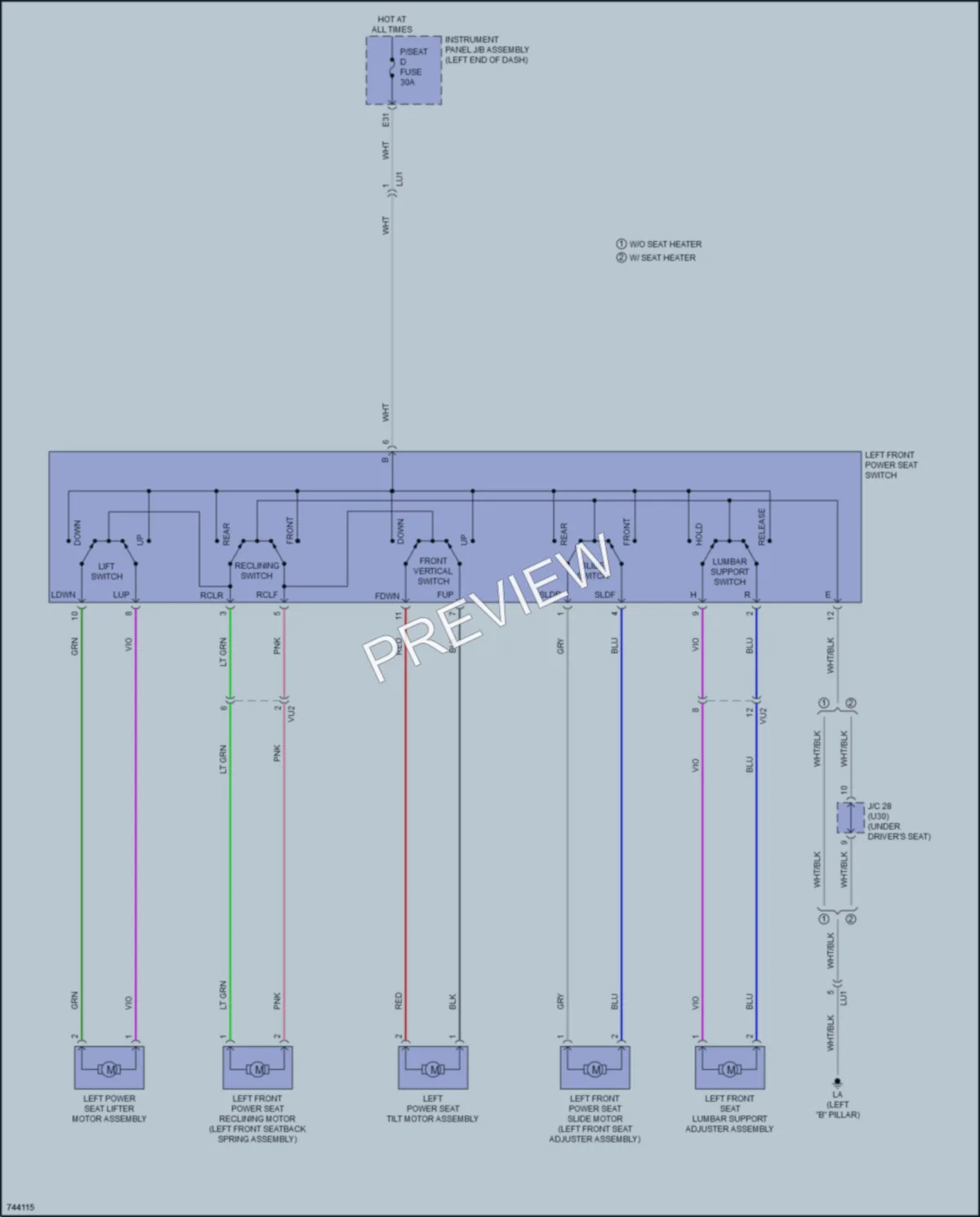 2021 Toyota VenzaHybrid Power Seats wiring diagram preview