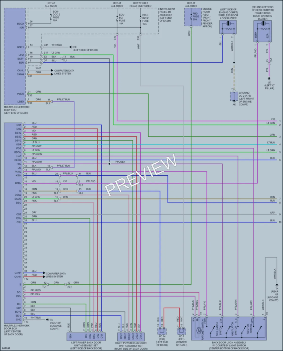 2021 Toyota VenzaHybrid Trunk Tailgate Fuel Door wiring diagram preview