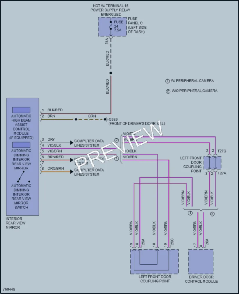 2021 Volkswagen Arteon Power Mirrors wiring diagram preview