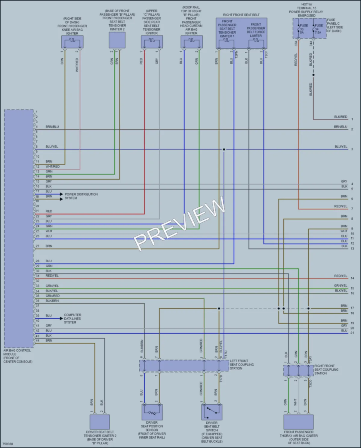2021 Volkswagen Arteon Supplemental Restraints wiring diagram preview
