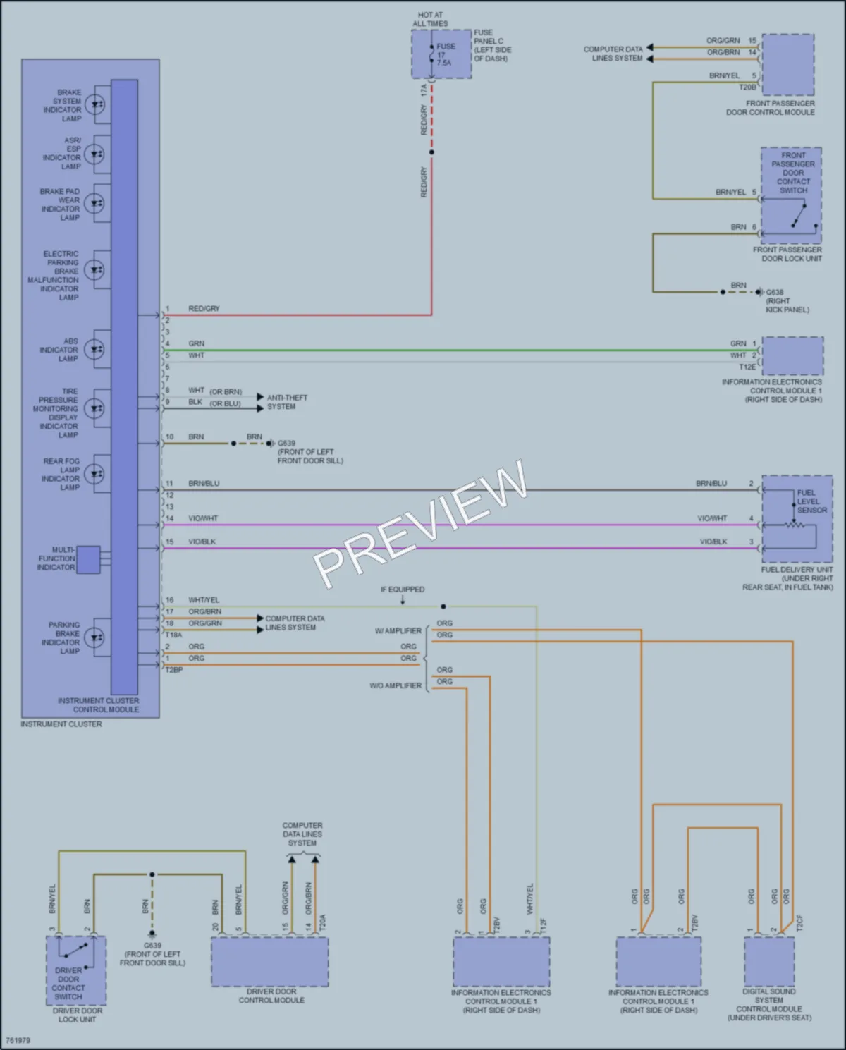 2021 Volkswagen Atlas Instrument Cluster wiring diagram preview