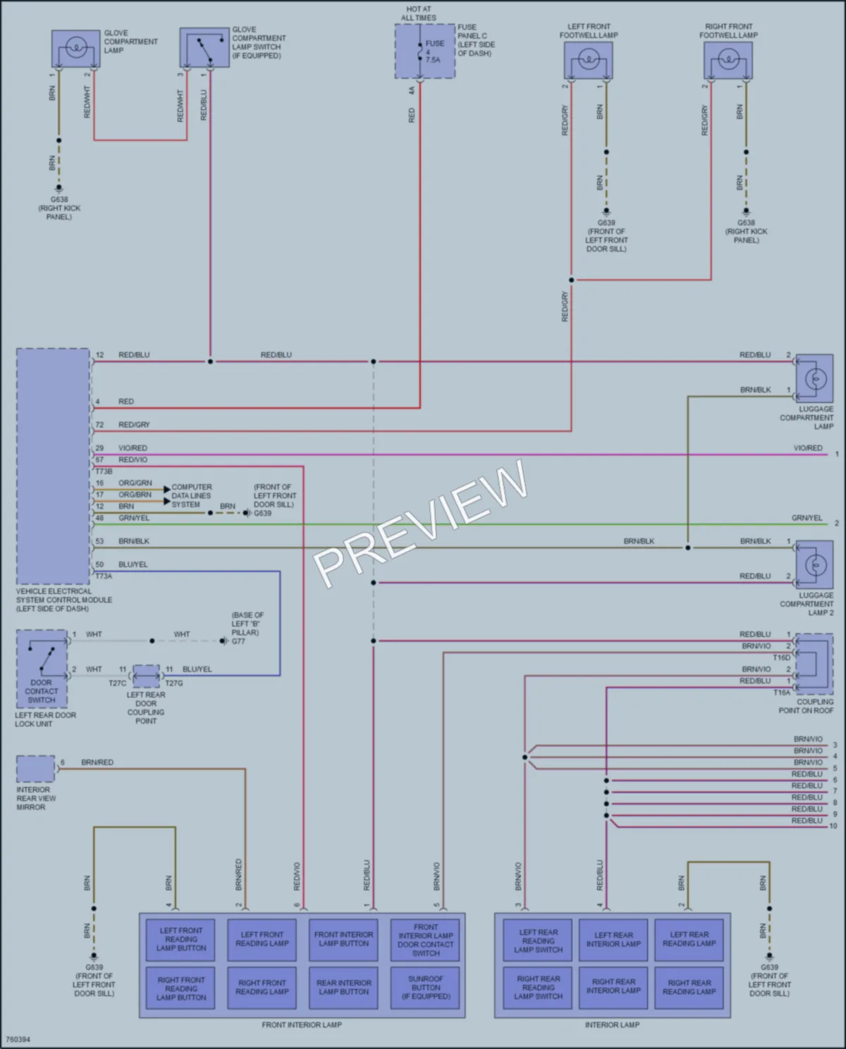 2021 Volkswagen Atlas Interior Lights wiring diagram preview