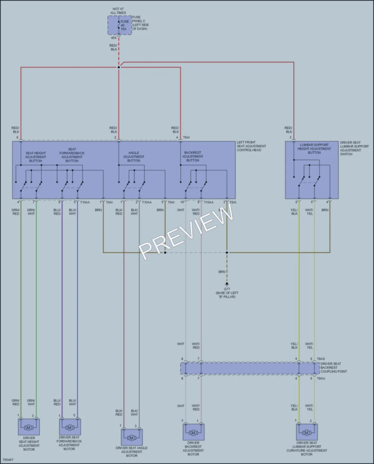 2021 Volkswagen Atlas Power Seats wiring diagram preview