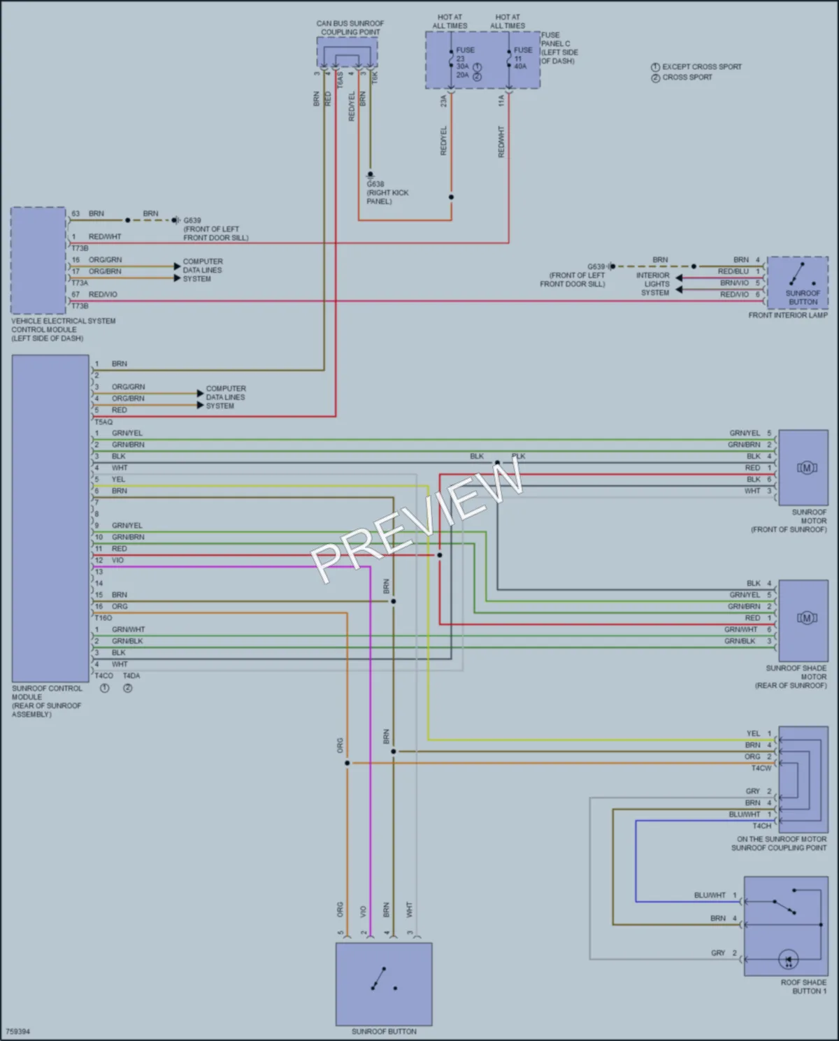 2021 Volkswagen Atlas Power Top Sunroof wiring diagram preview