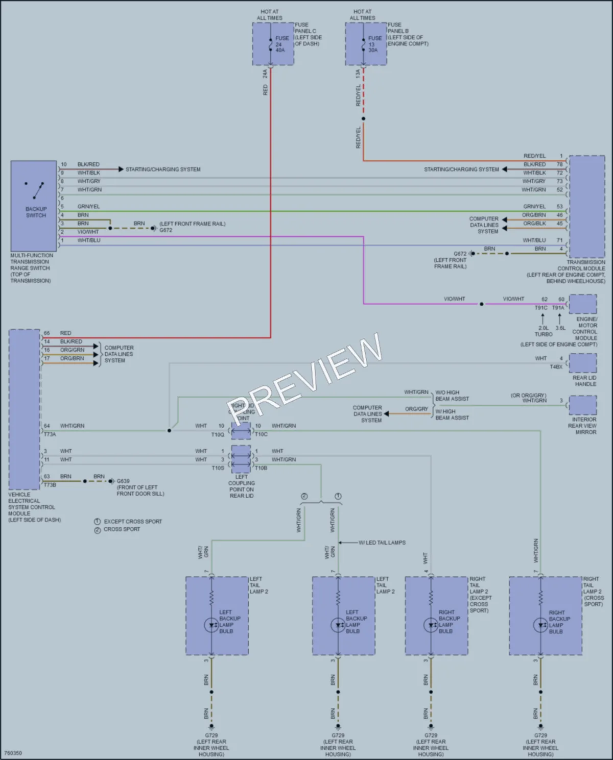 2021 Volkswagen AtlasCrossSport Exterior Lights wiring diagram preview