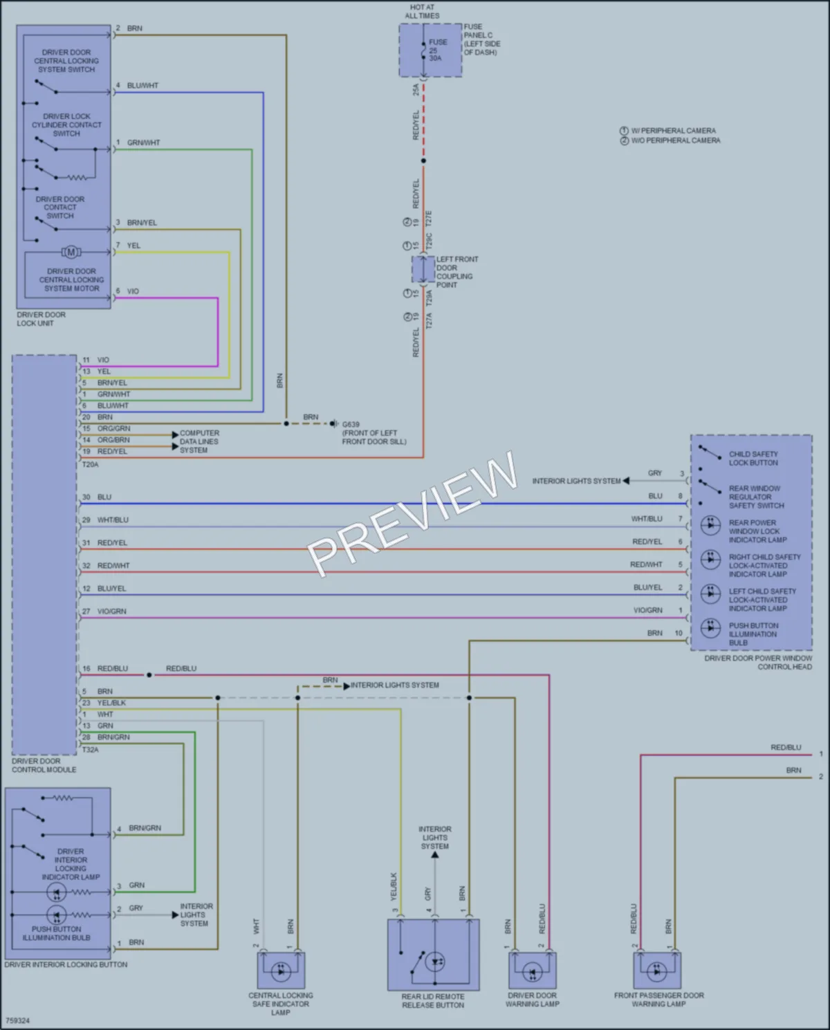 2021 Volkswagen AtlasCrossSport Power Door Locks wiring diagram preview